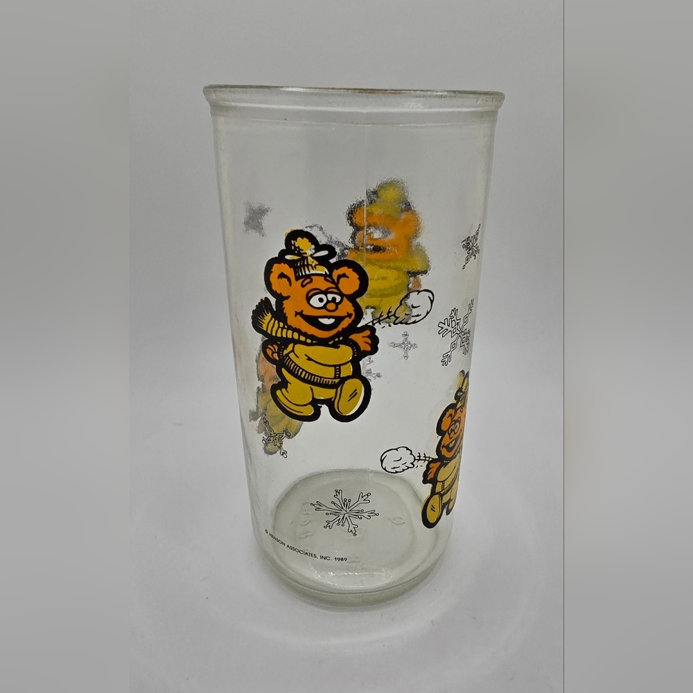 Muppet Babies Fozzie Bear Henson Associates Inc 1989 Vintage Glass Collector GUC